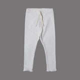CREAM WITH KNOT THERMAL FABRIC BOTTOM FRIL PLAIN PAJAMA TROUSER