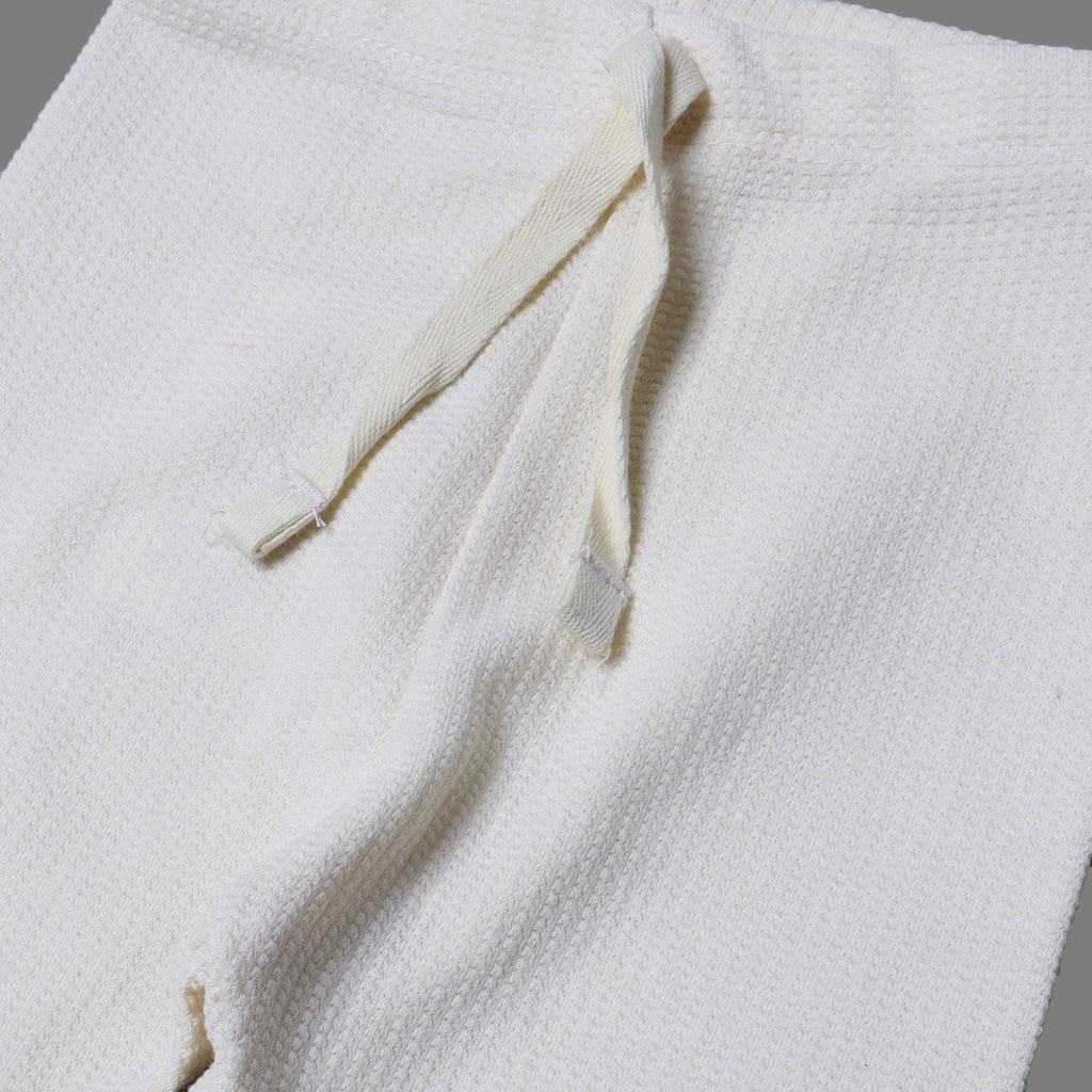 CREAM WITH KNOT THERMAL FABRIC BOTTOM FRIL PLAIN PAJAMA TROUSER