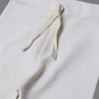CREAM WITH KNOT THERMAL FABRIC BOTTOM FRIL PLAIN PAJAMA TROUSER