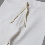 CREAM WITH KNOT THERMAL FABRIC BOTTOM FRIL PLAIN PAJAMA TROUSER