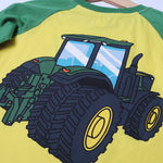 Load image into Gallery viewer, YELLOW WITH GREEN SLEEVES FRONT &amp; BACK TRACTOR PRINTED FULL SLEEVES T-SHIRT
