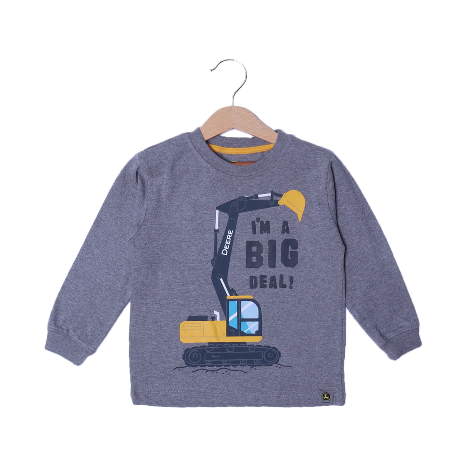 GREY I'M A BIG DEAL ESCAVATOR PRINTED FULL SLEEVES T-SHIRT Secondary image