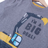 GREY I'M A BIG DEAL ESCAVATOR PRINTED FULL SLEEVES T-SHIRT