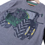 Load image into Gallery viewer, DARK GREY WITH BLACK SLEEVES TRACTOR PRINTED FULL SLEEVES T-SHIRT
