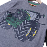 DARK GREY WITH BLACK SLEEVES TRACTOR PRINTED FULL SLEEVES T-SHIRT