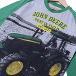 Load image into Gallery viewer, LIGHT GREY WITH GREEN SLEEVES TRACTOR PRINTED FULL SLEEVES T-SHIRT
