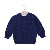 NAVY BLUE ALL OVER "RABBIT" PRINTED TERRY FABRIC SWEATSHIRT