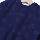 NAVY BLUE ALL OVER "RABBIT" PRINTED TERRY FABRIC SWEATSHIRT