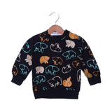 BLACK ALL OVER "BEAR" PRINTED TERRY FABRIC SWEATSHIRT