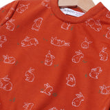 BROWN ALL OVER "RABBIT" PRINTED TERRY FABRIC SWEATSHIRT