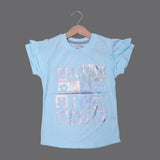 SKY BLUE HAVE A NICE DAY PRINTED T-SHIRT TOP FOR GIRLS