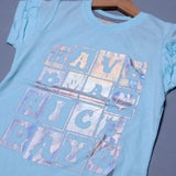 SKY BLUE HAVE A NICE DAY PRINTED T-SHIRT TOP FOR GIRLS