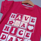 BLUSH PINK HAVE A NICE DAY PRINTED T-SHIRT TOP FOR GIRLS
