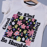 LIGHT CREAM BE KIND BE HUMBLE PRINTED T-SHIRT TOP FOR GIRLS