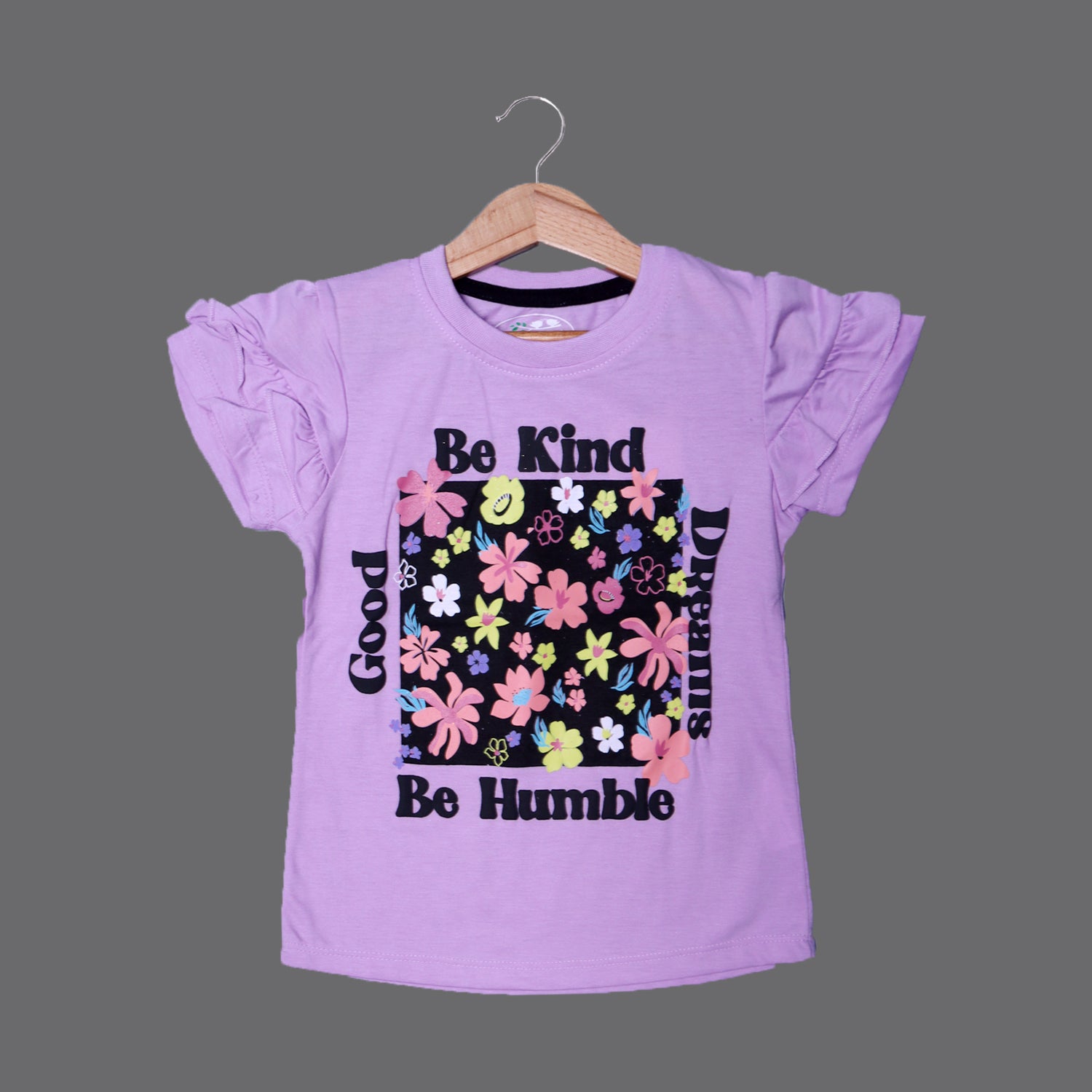 PURPLE BE KIND BE HUMBLE PRINTED T-SHIRT TOP FOR GIRLS Secondary image