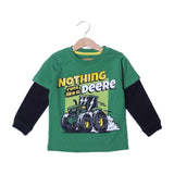 GREEN WITH BLACK SLEEVES "NOTHING RUNS LIKE A DEERE" PRINTED FULL SLEEVES T-SHIRT