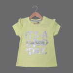 Load image into Gallery viewer, YELLOW IT&#39;S A GOOD DAY PRINTED T-SHIRT TOP FOR GIRLS

