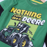 GREEN WITH BLACK SLEEVES "NOTHING RUNS LIKE A DEERE" PRINTED FULL SLEEVES T-SHIRT