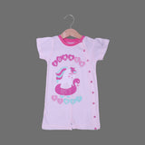 LIGHT PINK UNICORN SUMMER TIME PRINTED ROMPER FOR GIRLS