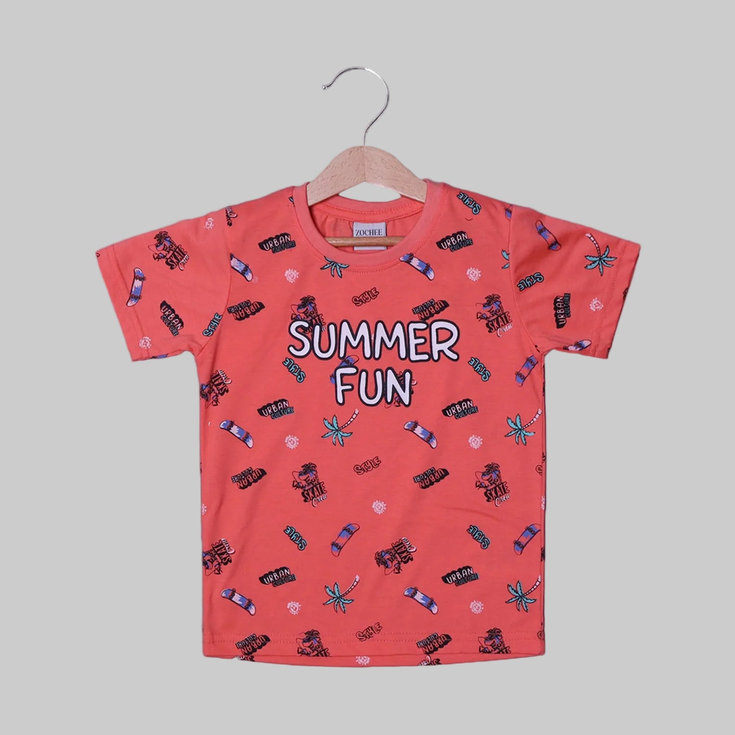 ORANGE SUMMER FUN PRINTED HALF SLEEVES T-SHIRT Secondary image