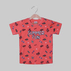 ORANGE SUMMER FUN PRINTED HALF SLEEVES T-SHIRT
