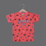 ORANGE SUMMER FUN PRINTED HALF SLEEVES T-SHIRT