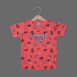 ORANGE SUMMER FUN PRINTED HALF SLEEVES T-SHIRT