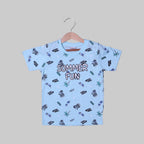 SKY BLUE SUMMER FUN PRINTED HALF SLEEVES T-SHIRT