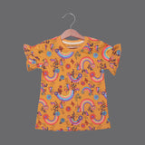 MUSTARD UNICORN & RAINBOW PRINTED T-SHIRT TOP FOR GIRLS