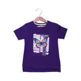 PURPLE BUTTERFLY PRINTED T-SHIRT TOP FOR GIRLS