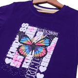 PURPLE BUTTERFLY PRINTED T-SHIRT TOP FOR GIRLS