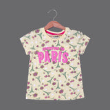 YELLOW PARIS PRINTED T-SHIRT TOP FOR GIRLS