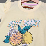 YELLOW HELLO SUMMER LEMON PRINTED T-SHIRT TOP FOR GIRLS