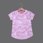 Load image into Gallery viewer, PINK RABBIT &amp; FLOWERS PRINTED T-SHIRT TOP FOR GIRLS
