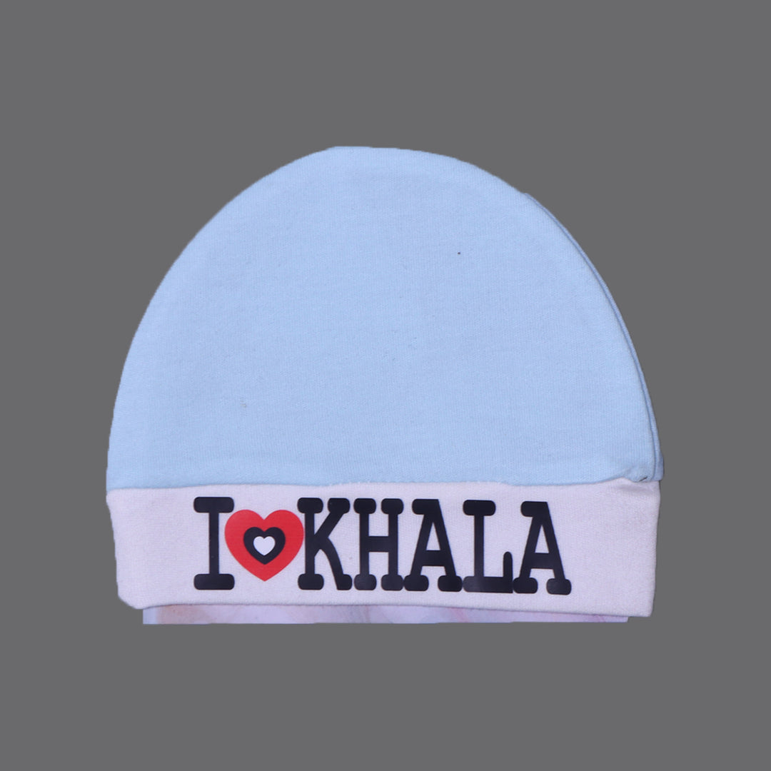 BLUE & WHITE "I LOVE KHALA" PRINTED CAP UNISEX