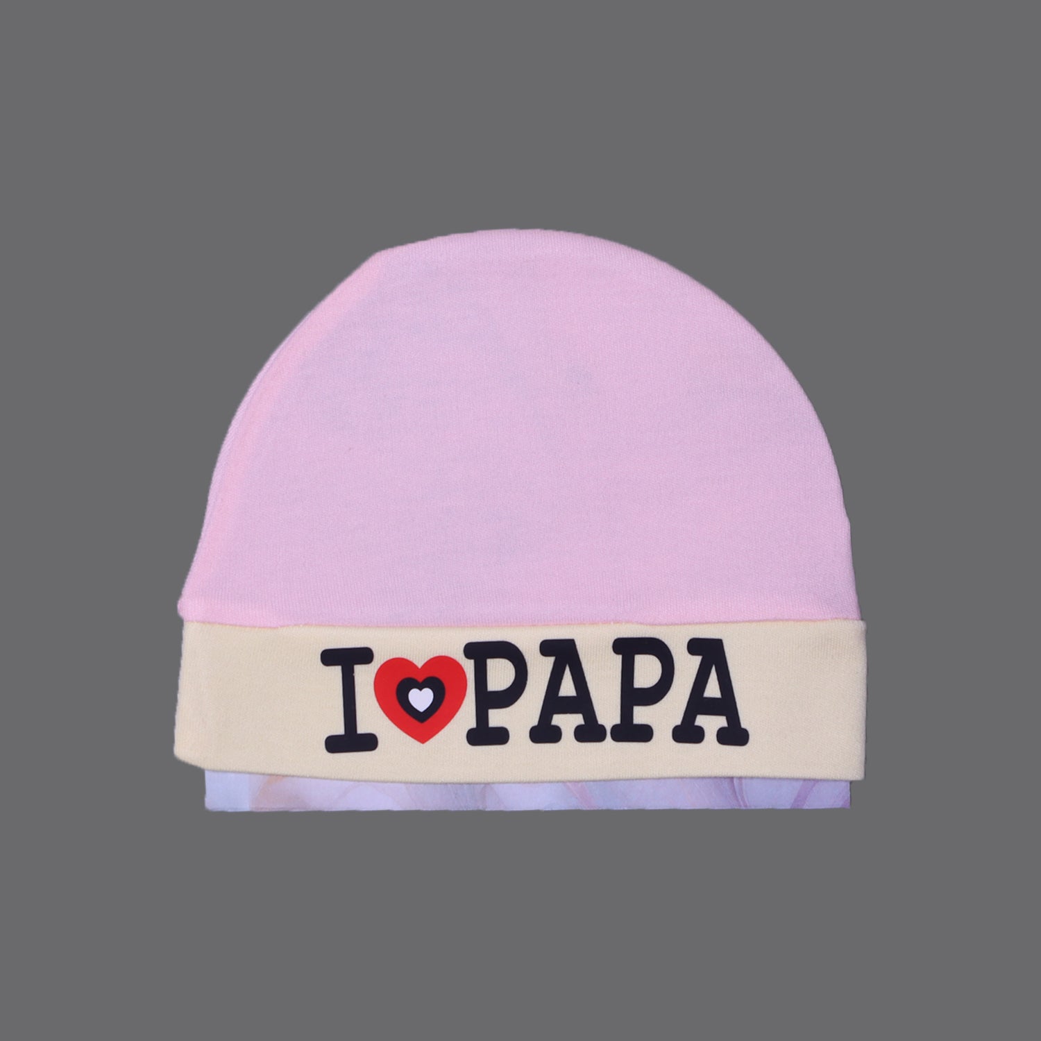 PINK & YELLOW "I LOVE PAPA" PRINTED CAP UNISEX Secondary image