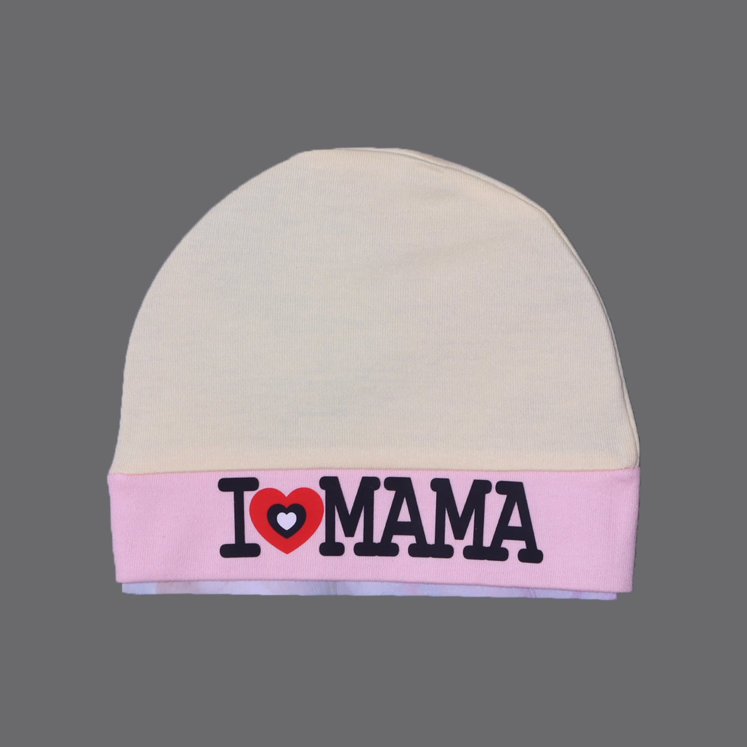 YELLOW & PINK "I LOVE MAMA" PRINTED CAP UNISEX Secondary image