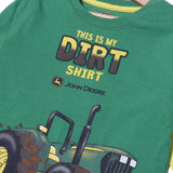 GREEN WITH YELLOW SLEEVES "DIRT SHIRT TRACTOR" PRINTED FULL SLEEVES T-SHIRT