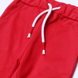 RED TERRY FABRIC "FUR BALLS" WITH FRIL SLEEVES WINTER SUIT