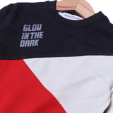 BLACK CREAM & RED "GLOW IN THE DARK" PRINTED TERRY FABRIC SWEATSHIRT