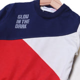 NAVY BLUE CREAM & RED "GLOW IN THE DARK" PRINTED TERRY FABRIC SWEATSHIRT