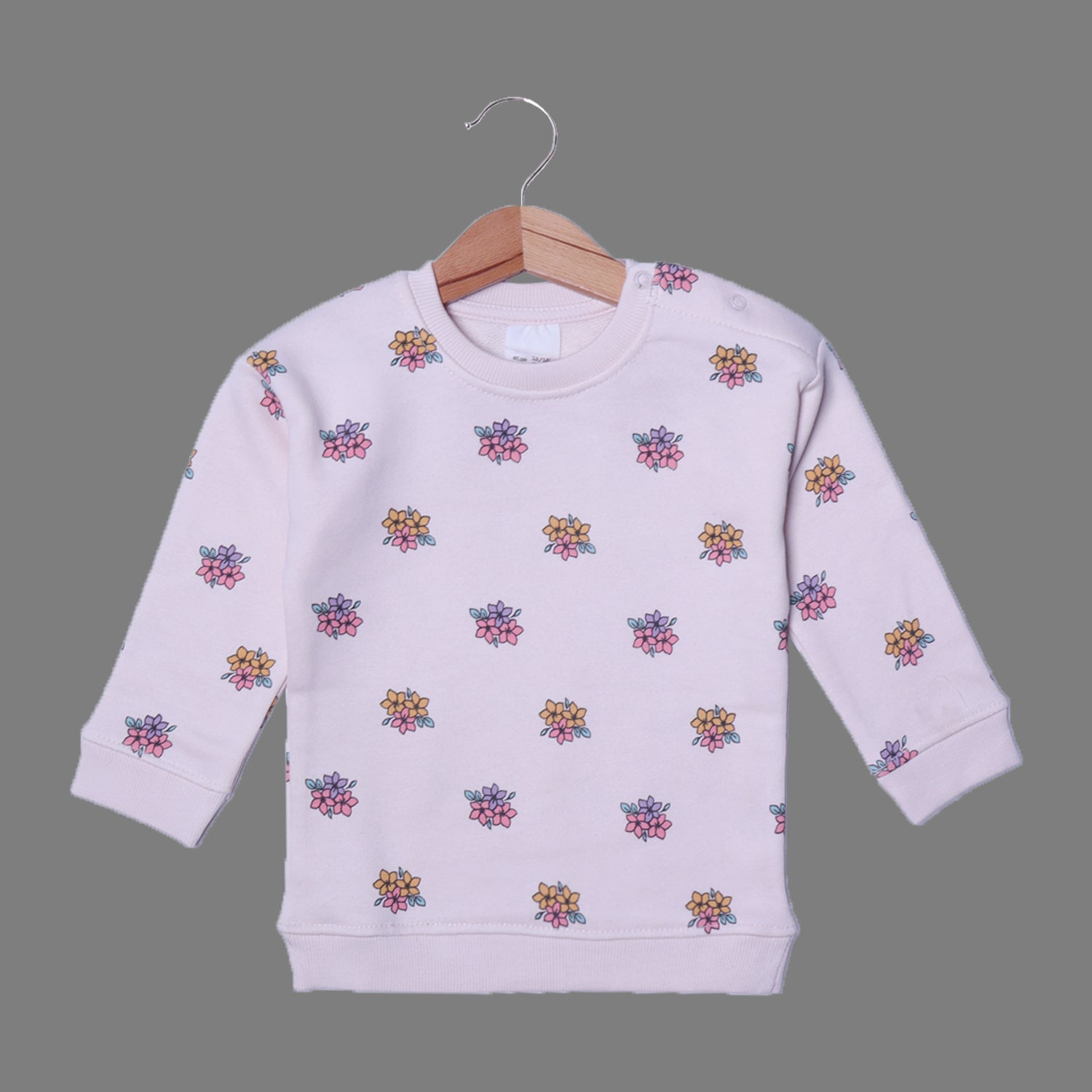 LIGHT PINK "FLOWERS" PRINTED TERRY FABRIC SWEATSHIRT Secondary image