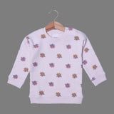 LIGHT PINK "FLOWERS" PRINTED TERRY FABRIC SWEATSHIRT
