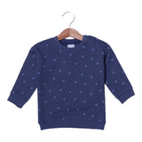 BLUE WITH "HEARTS" PRINTED FLEECE FABRIC SWEATSHIRT