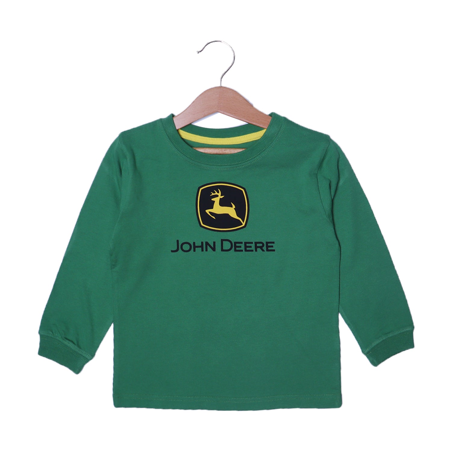 MID GREEN "DEERE" PRINTED FULL SLEEVES T-SHIRT Main image