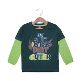 DARK GREEN "DIRT MAKES ME CUTTER" PRINTED FULL SLEEVES T-SHIRT