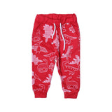 RED TERRY FABRIC "DINOSAURS" PRINTED WINTER SUIT
