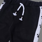 BLACK & GREY "PAW" PRINTED DOUBLE POCKET JOGGER PANTS TROUSER