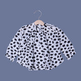 WHITE WITH BLACK SPOTS PRINTED TOP FROCK FOR GIRLS