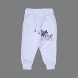 GREY & NAVY BLUE "TOM & JERRY FACE" PRINTED TERRY FABRIC WINTER SUIT